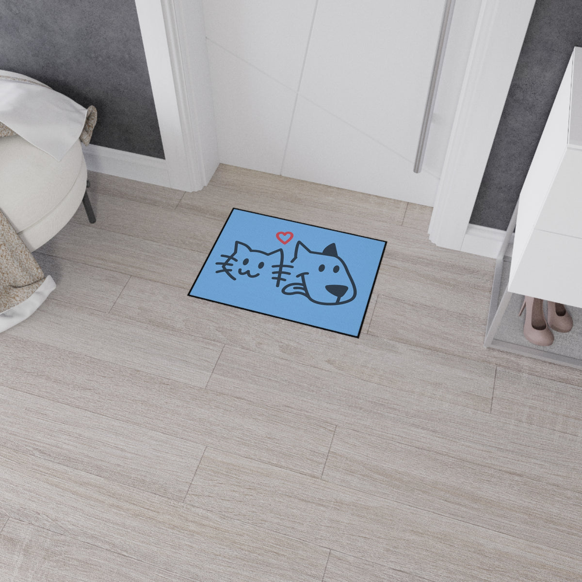 Happy Cat Heart Dog Heavy Duty Floor Mat.