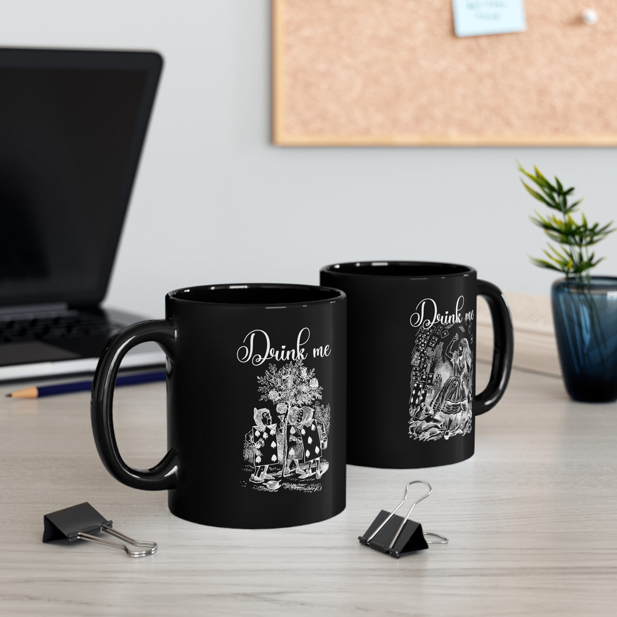 Alice's Drink Me 11oz Black Mug