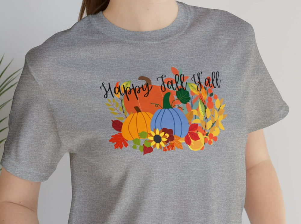 Happy Fall Y'all Floral Unisex Jersey Short Sleeve Tee.