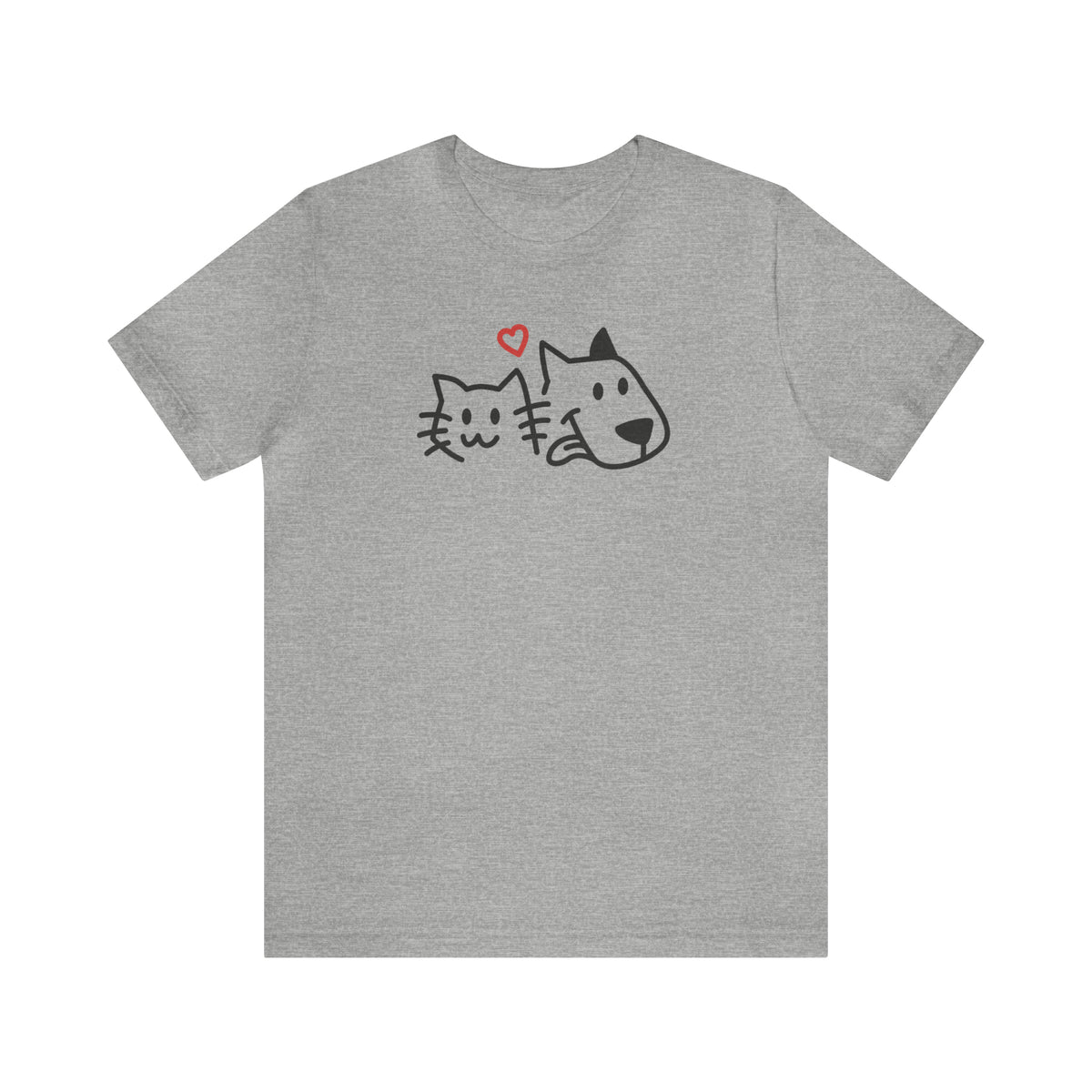 Happy Cat Heart Dog Unisex Jersey Short Sleeve Tee.