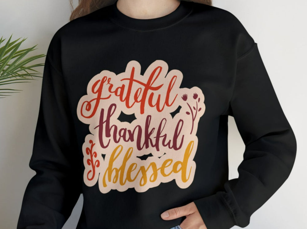 Grateful Thankful Blessed Unisex Heavy Blend™ Crewneck Sweatshirt.