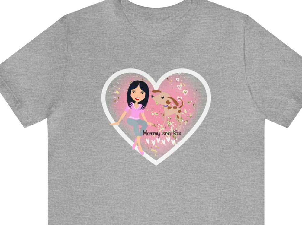 CUSTOMIZED Love My Dog Unisex Jersey Short Sleeve Tee (Woman: Light Skin/Long Black Hair).