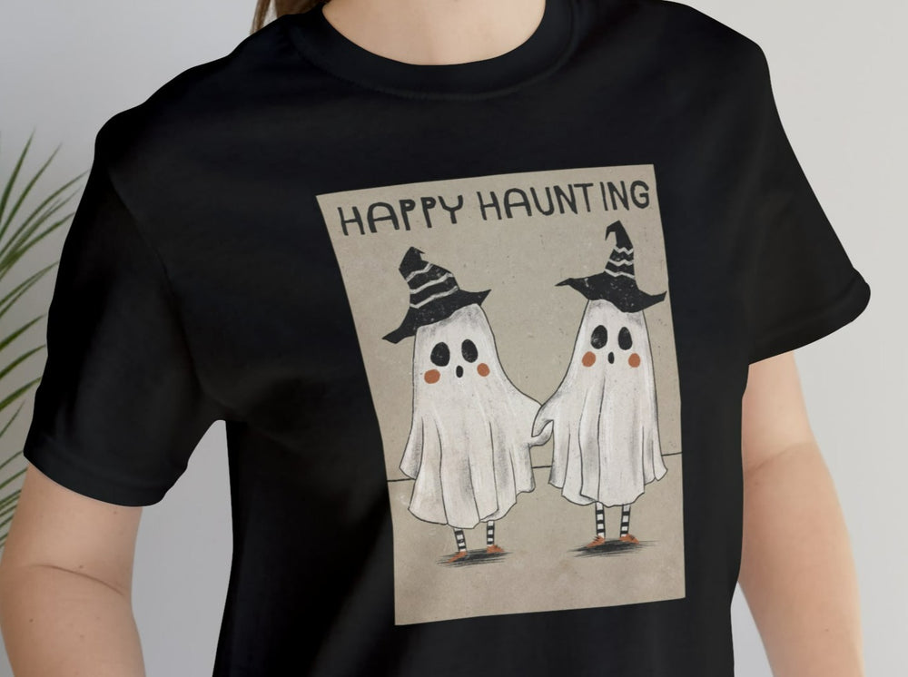 Happy Haunting Unisex Jersey Short Sleeve Tee.