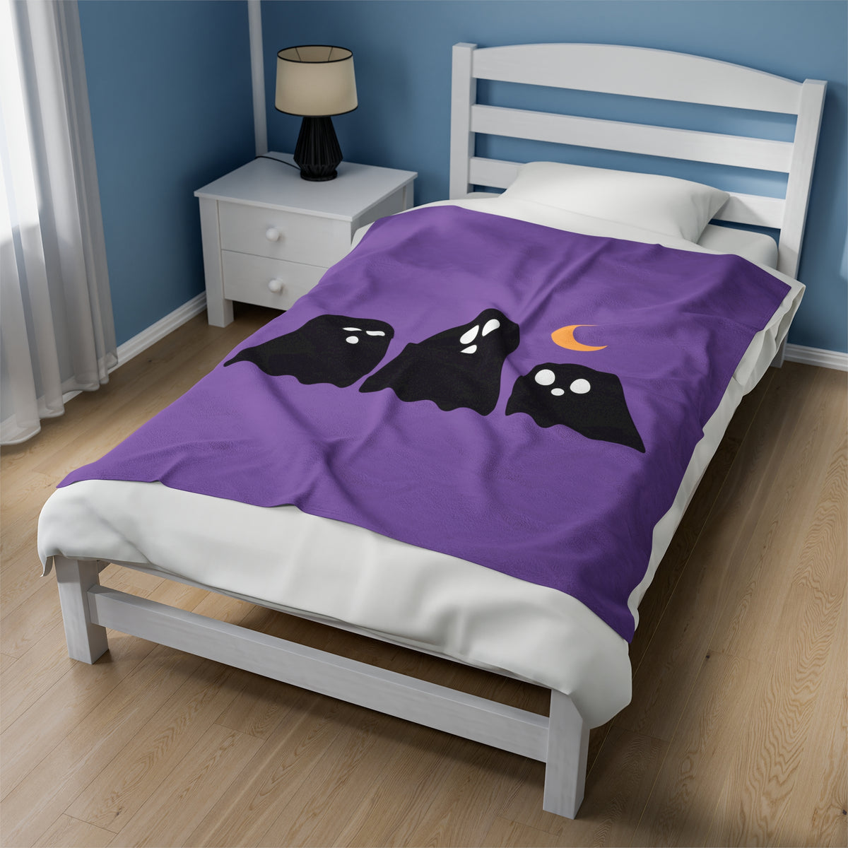 Spooky Ghost Trio Velveteen Plush Blanket.