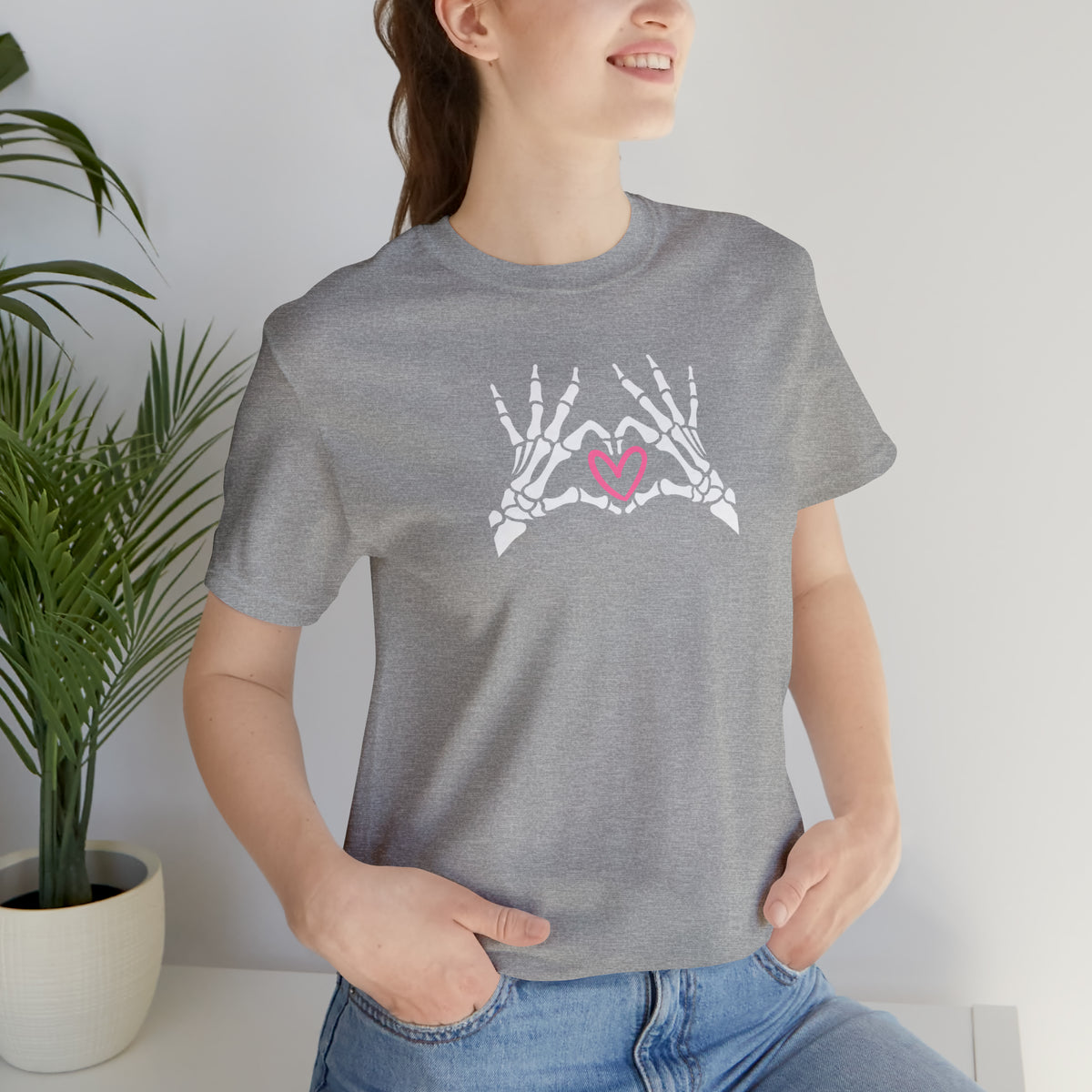 Skeleton Hands Love Unisex Jersey Short Sleeve Tee.