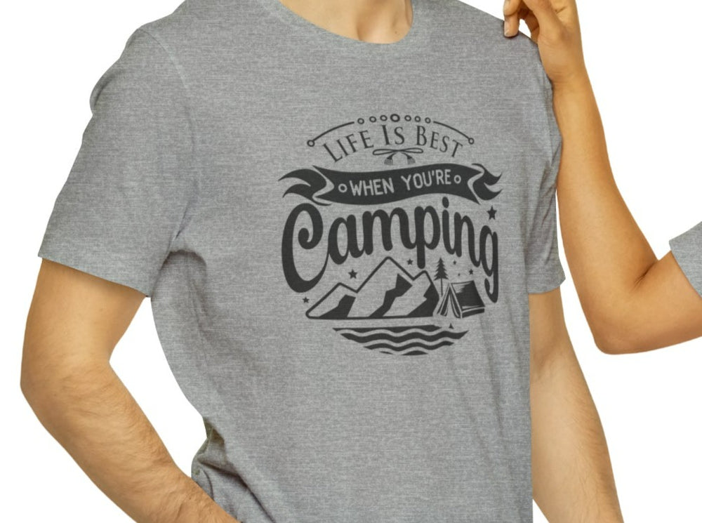 Life is Best Camping Unisex Jersey Short Sleeve Tee.