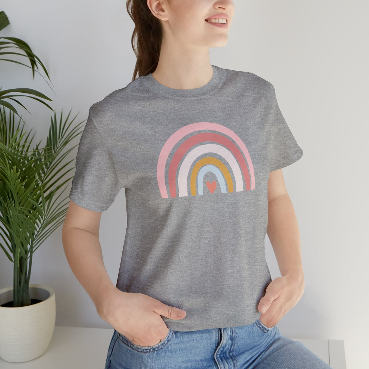 Rainbow Heart Unisex Jersey Short Sleeve Tee.