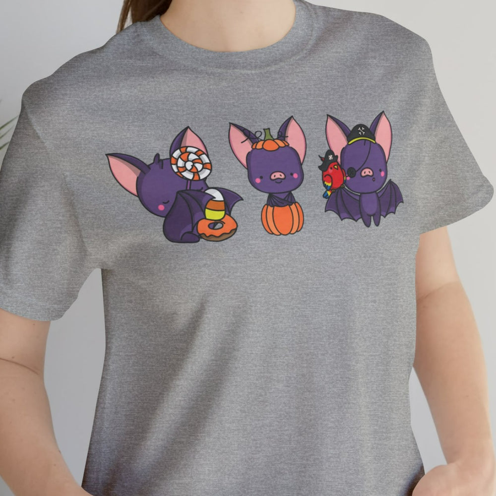 Three Cute Bats Halloween Unisex Jersey Short Sleeve Tee.