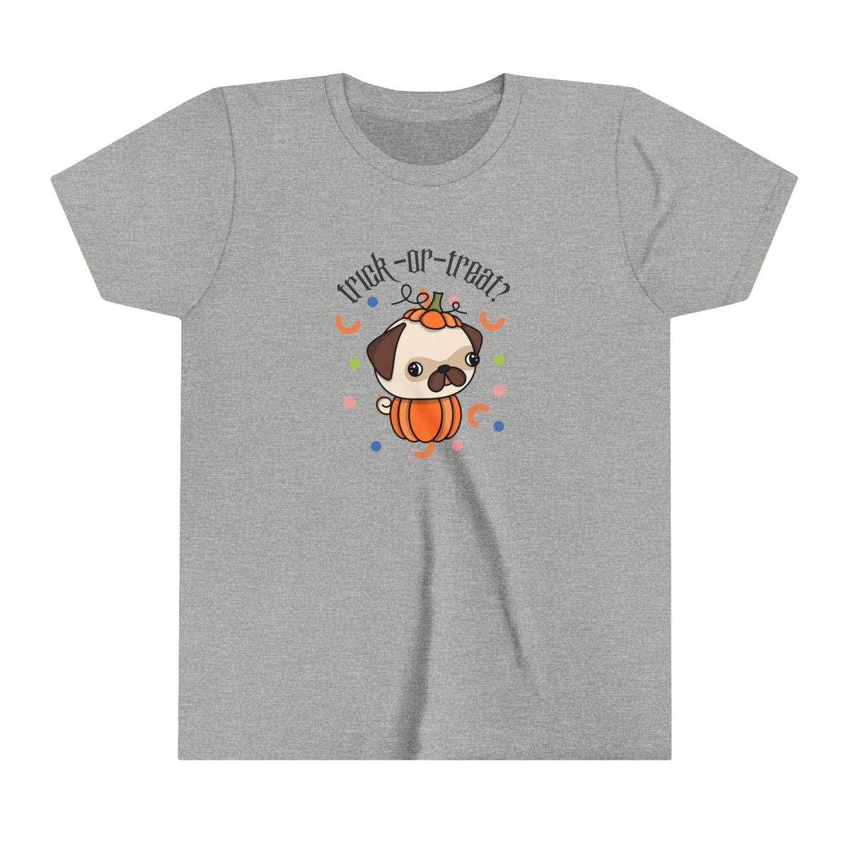 Trick-or-treat? Pug Youth Short Sleeve Tee.