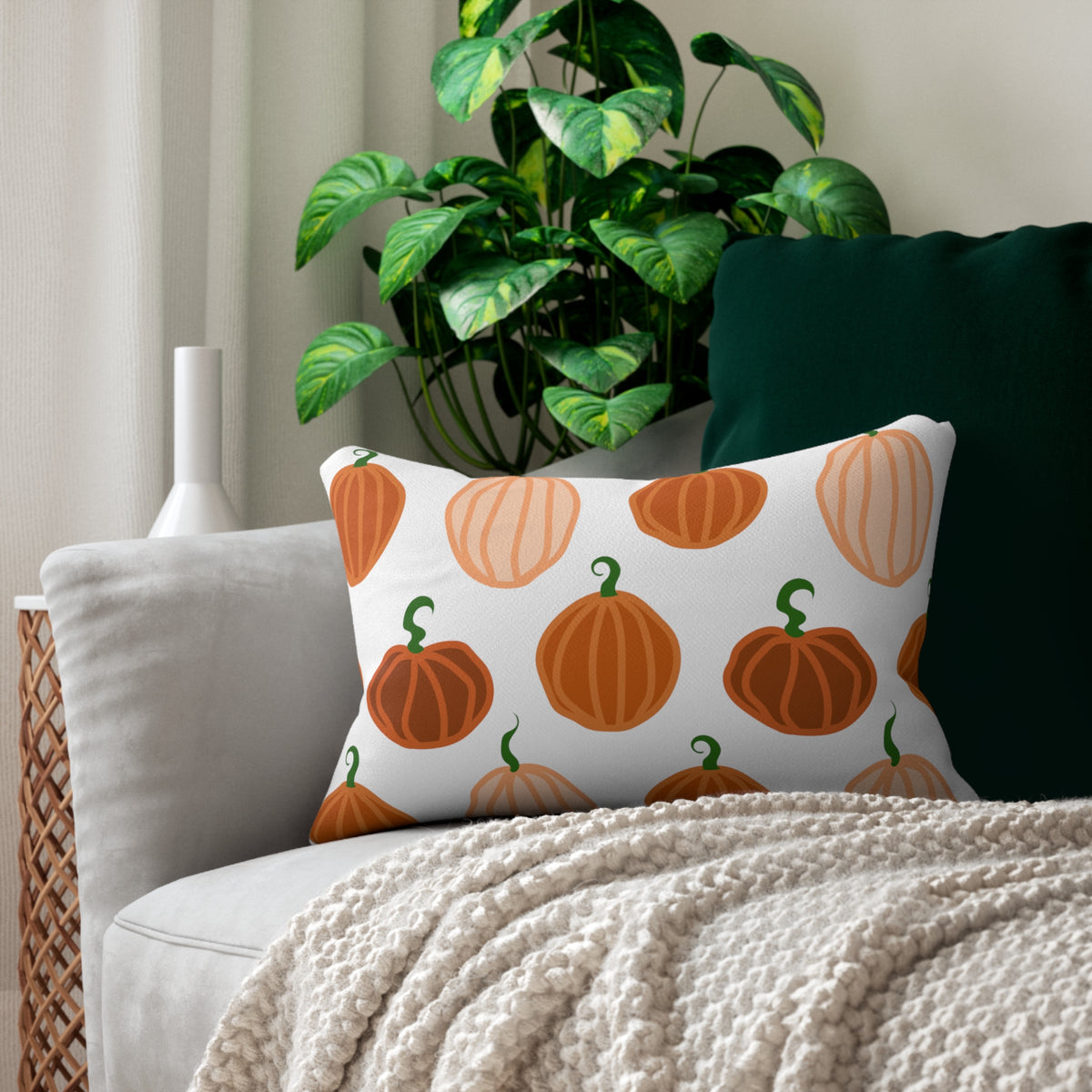 Pumpkin Patch Spun Polyester Lumbar Pillow.