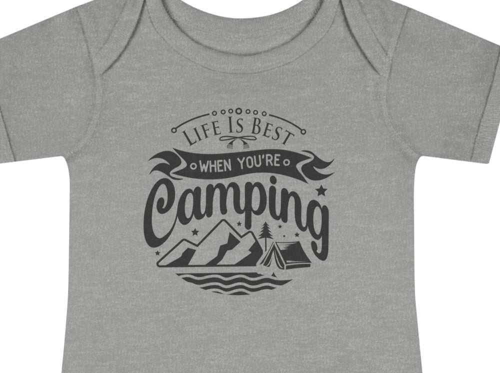 Life is Best Camping Infant Baby Rib Bodysuit.