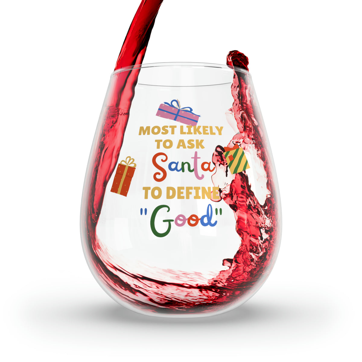 Naughty Christmas Stemless Wine Glass, 11.75oz