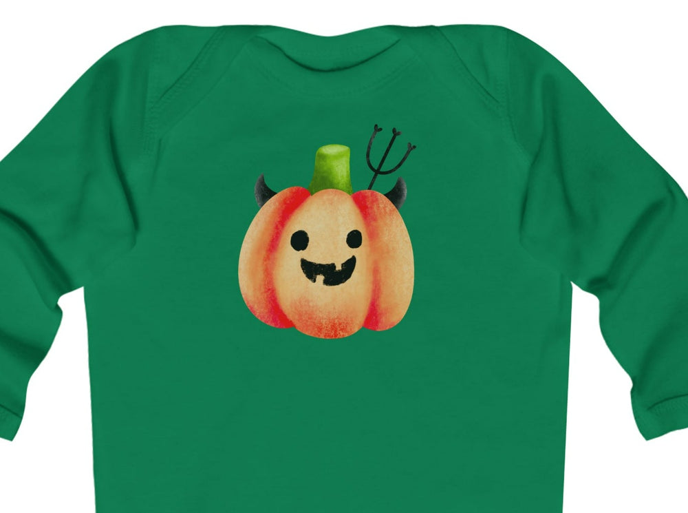 Devil Pumpkin Infant Long Sleeve Bodysuit.