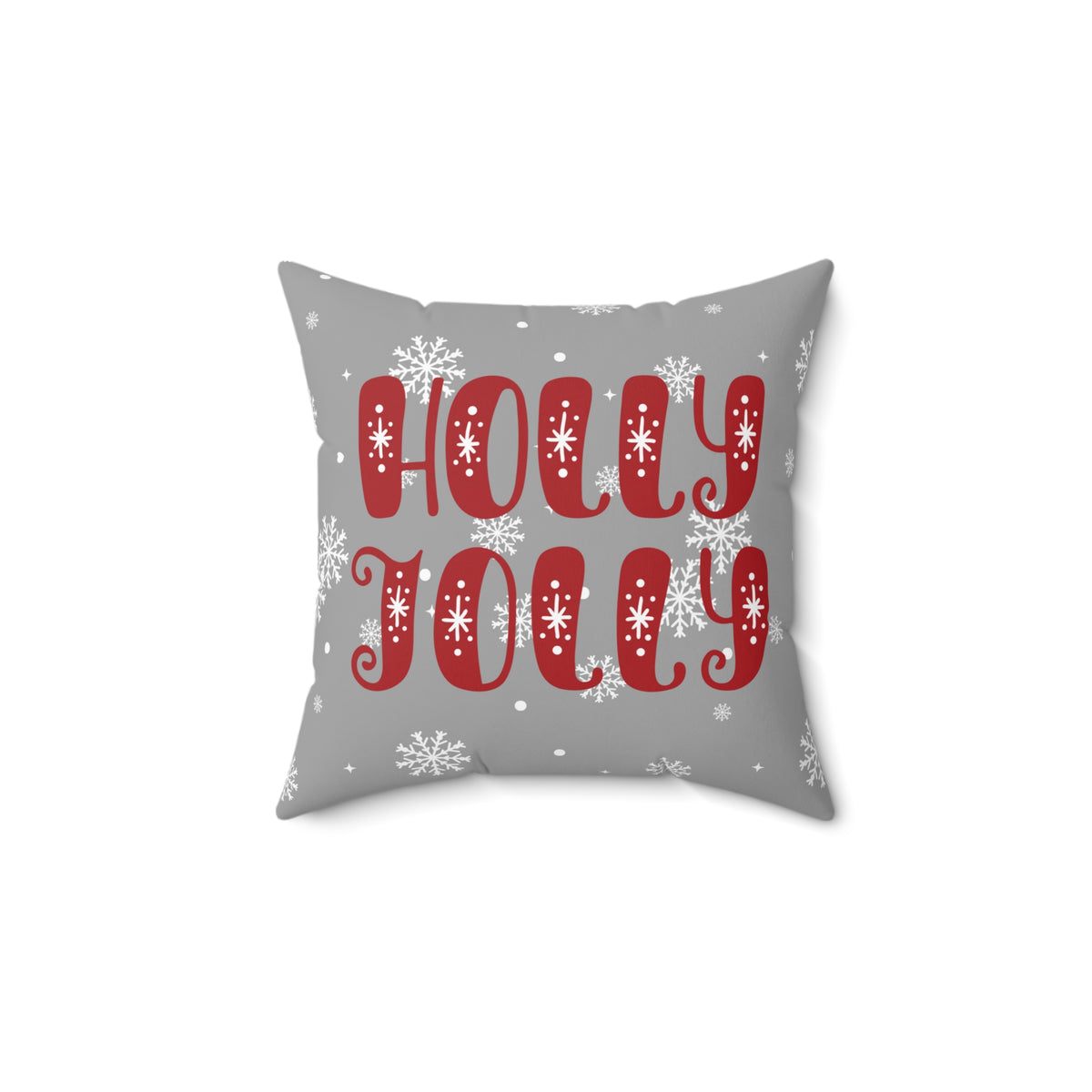 Holly Jolly Gray Spun Polyester Square Pillow