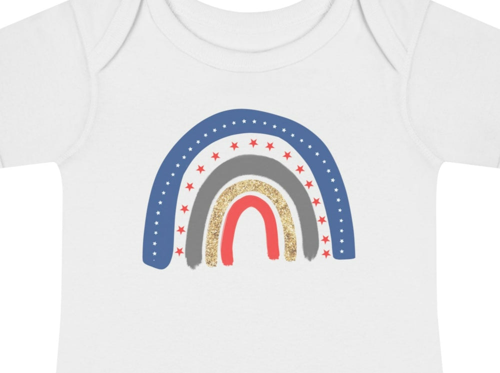 Patriotic Rainbow Infant Baby Rib Bodysuit.