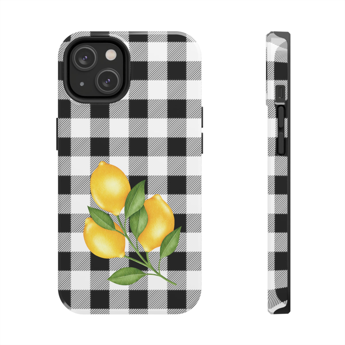 Buffalo Plaid Lemon Tough iPhone Cases