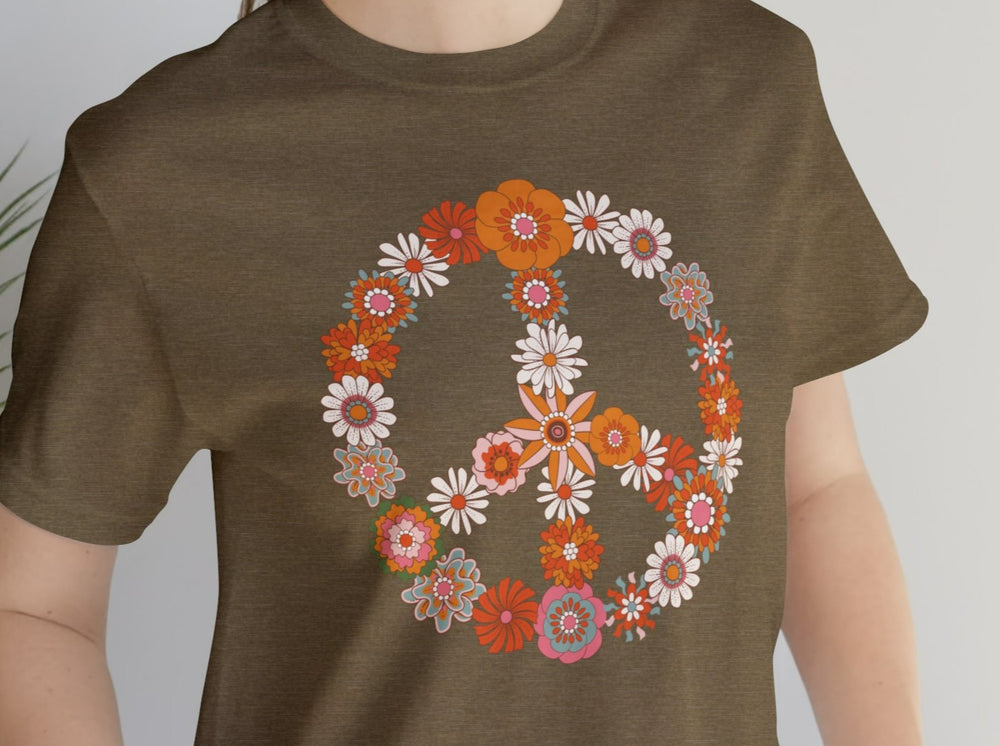 Peace Flowers Unisex Jersey Short Sleeve Tee.