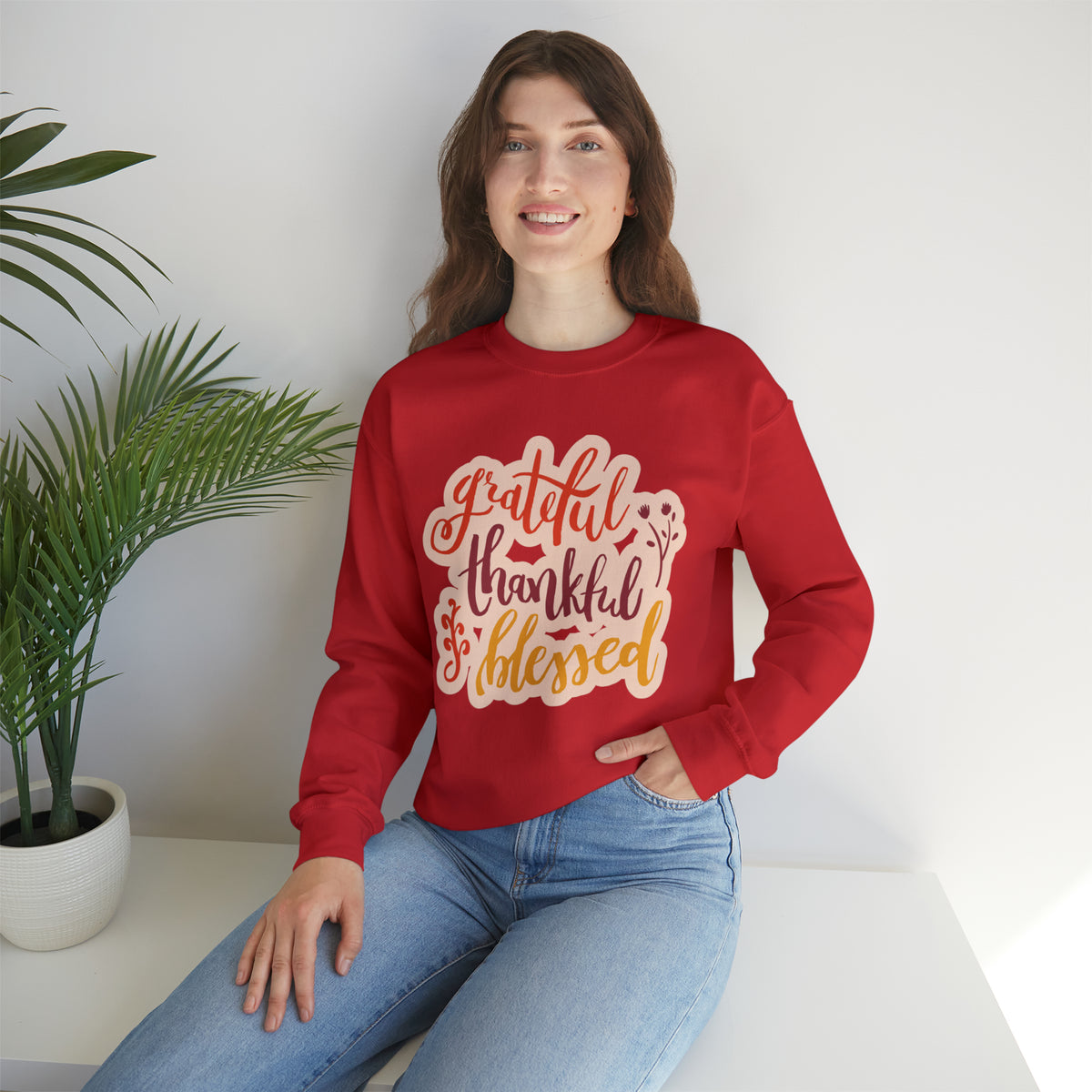 Grateful Thankful Blessed Unisex Heavy Blend™ Crewneck Sweatshirt.