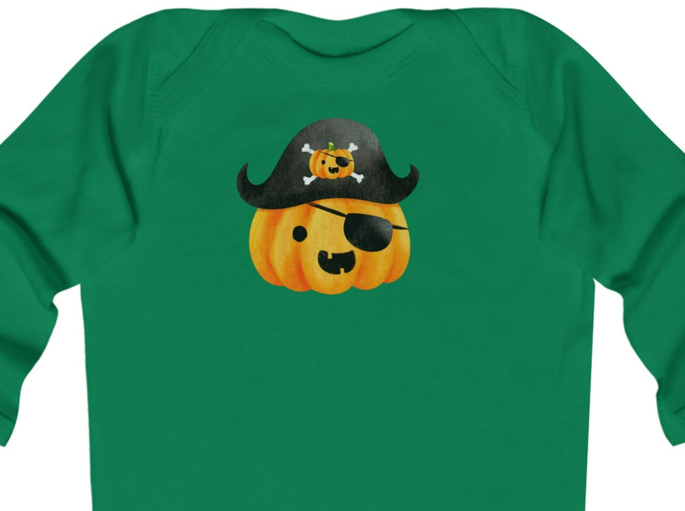 Pirate Pumpkin Infant Long Sleeve Bodysuit.