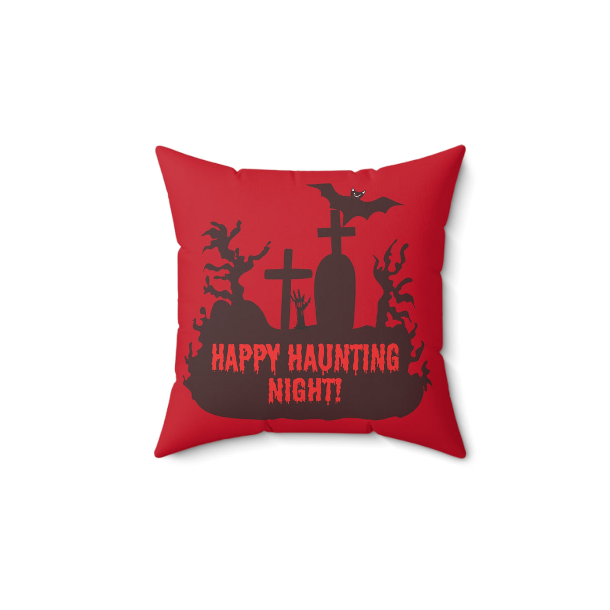 Happy Haunting Night Spun Polyester Square Pillow.