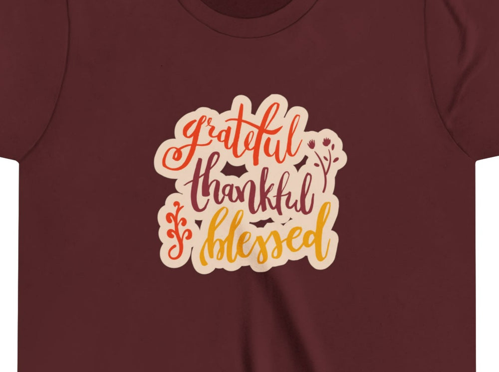 Grateful Thankful Blessed Youth Short Sleeve Tee.