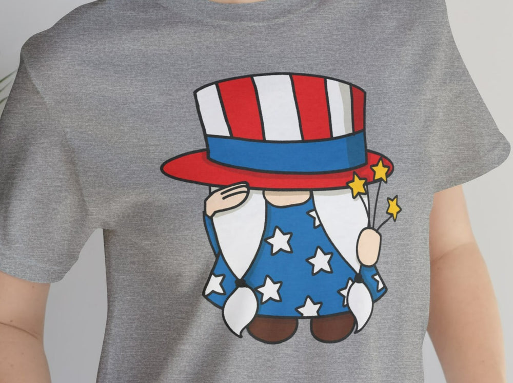 Patriotic Saluting Gnome Girls Unisex Jersey Short Sleeve Tee.