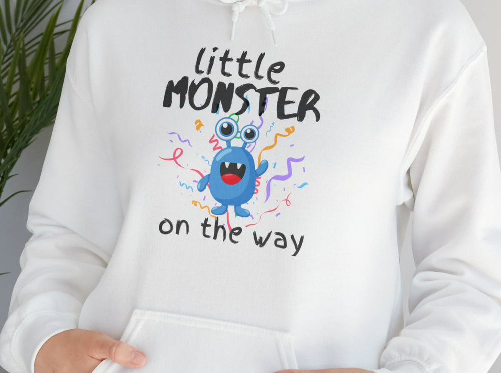 Little (Blue) Monster On The Way Unisex Heavy Blend™ Hooded Sweatshirt.