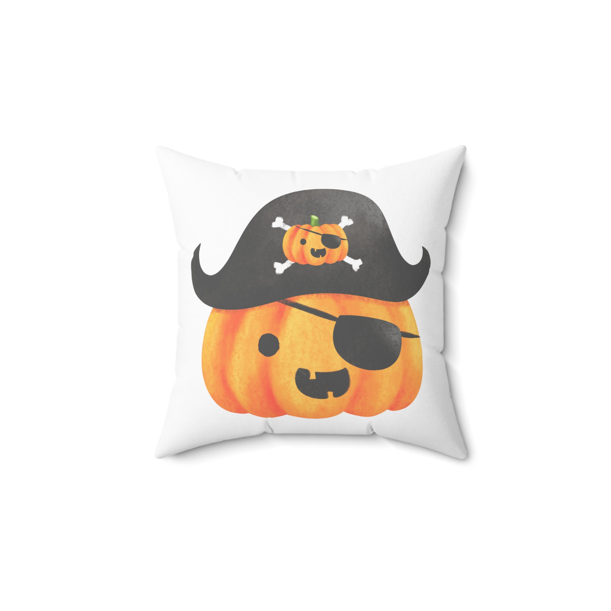 Pirate Pumpkin Spun Polyester Square Pillow.