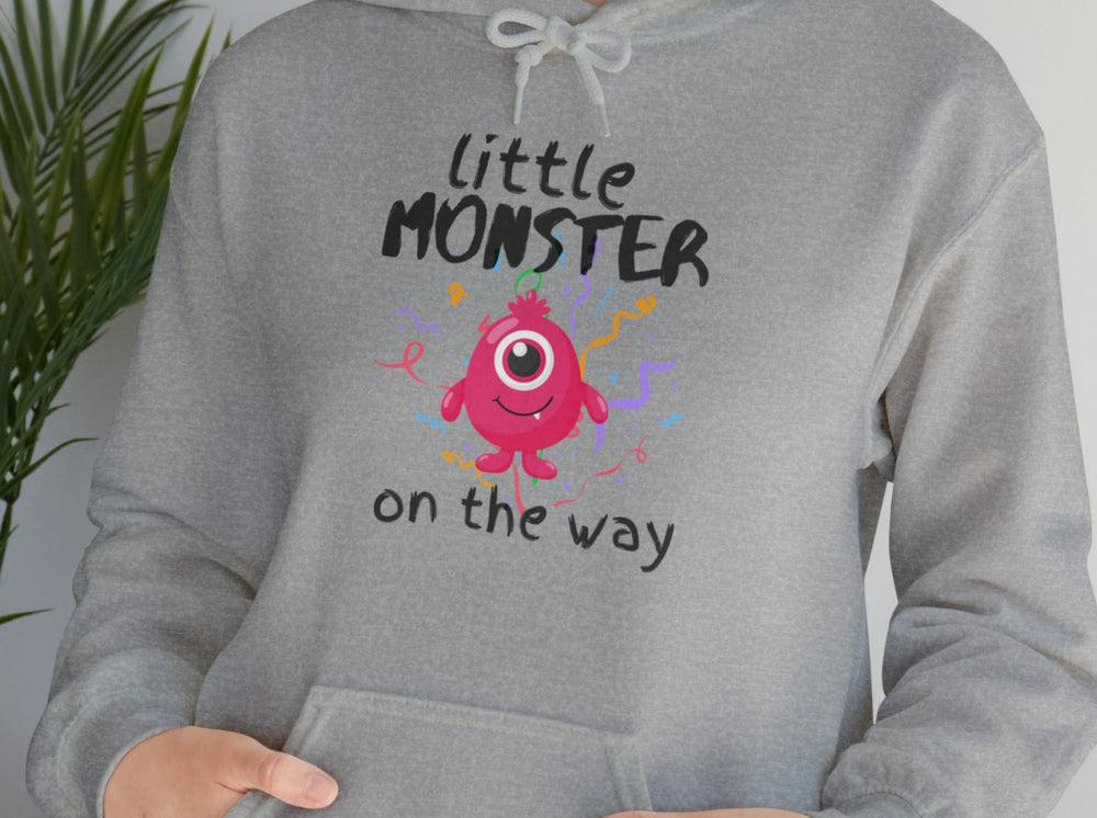 Little (Pink) Monster On The Way Unisex Heavy Blend™ Hooded Sweatshirt.