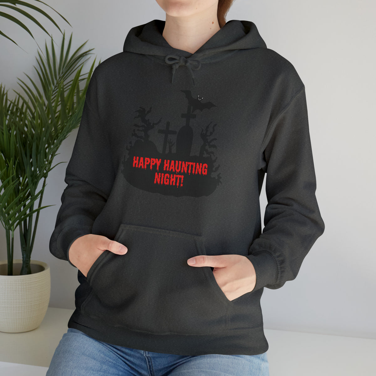 Happy Haunting Night Unisex Heavy Blend™ Hooded Sweatshirt.