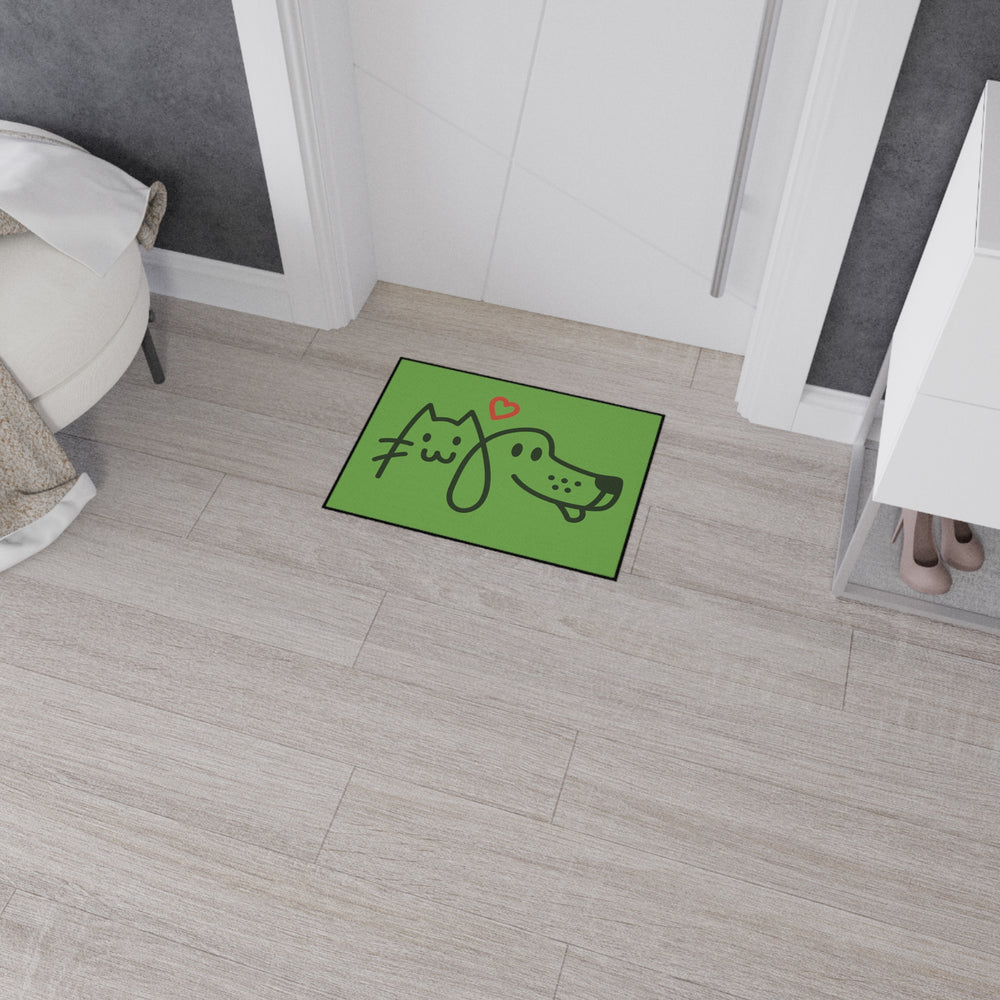 Cat Heart Dog Green Heavy Duty Floor Mat.