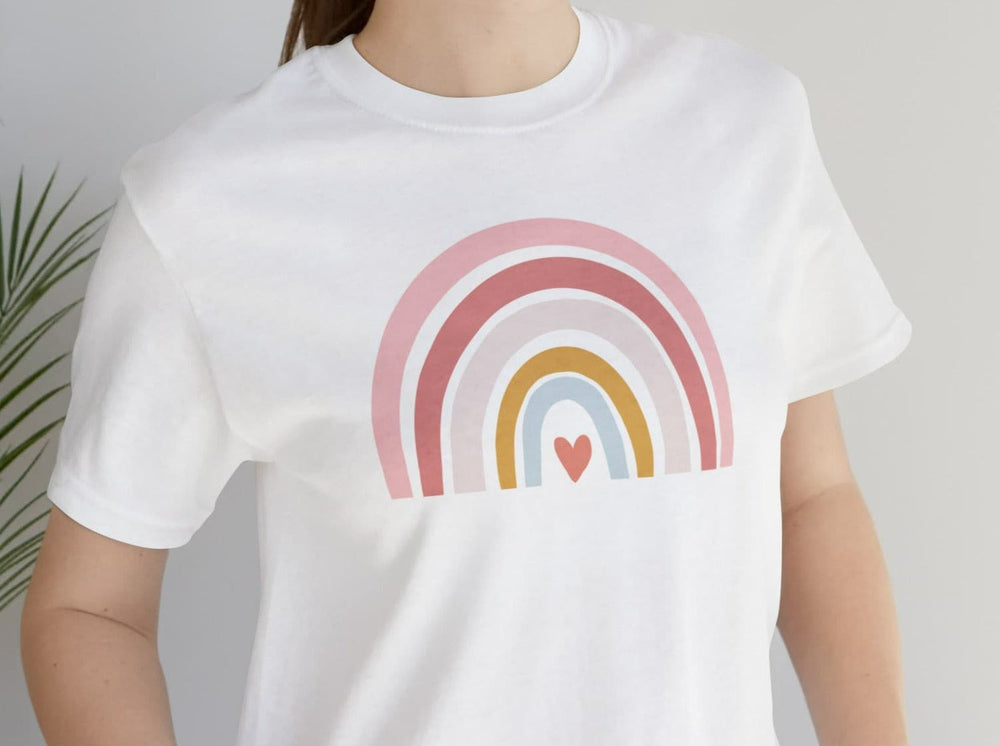 Rainbow Heart Unisex Jersey Short Sleeve Tee.