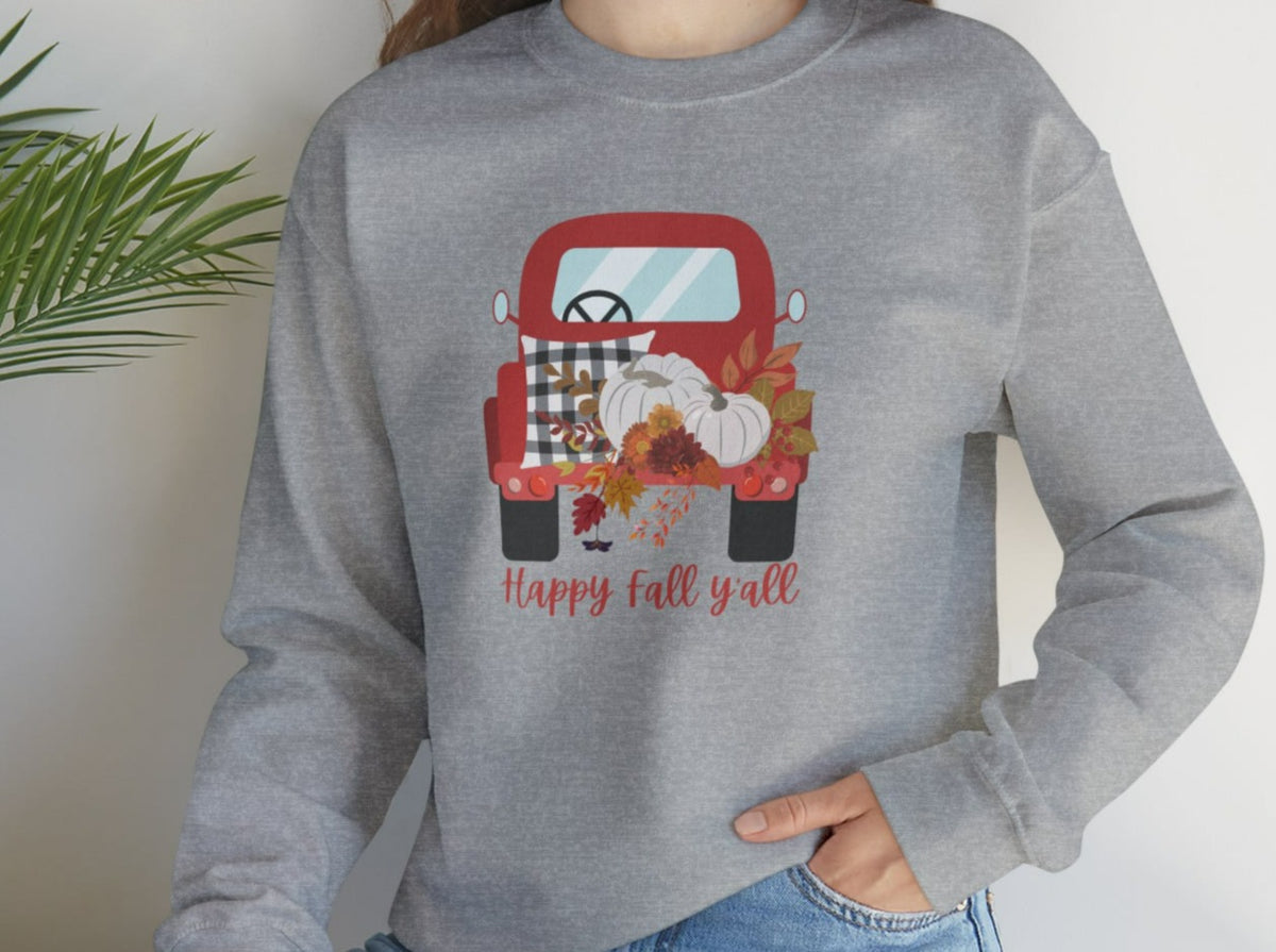 Happy Fall Y'all Unisex Heavy Blend™ Crewneck Sweatshirt.