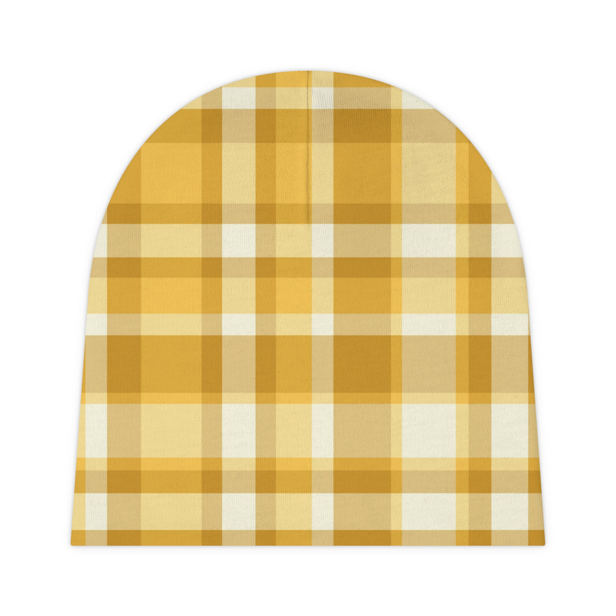 Gold Plaid Baby Beanie