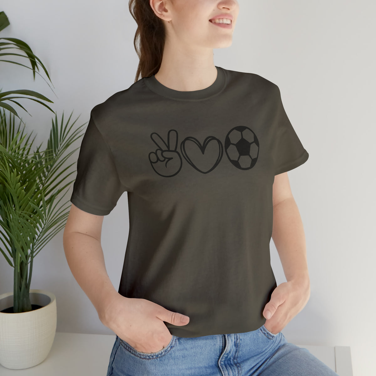 Peace Love Soccer Unisex Jersey Short Sleeve Tee.