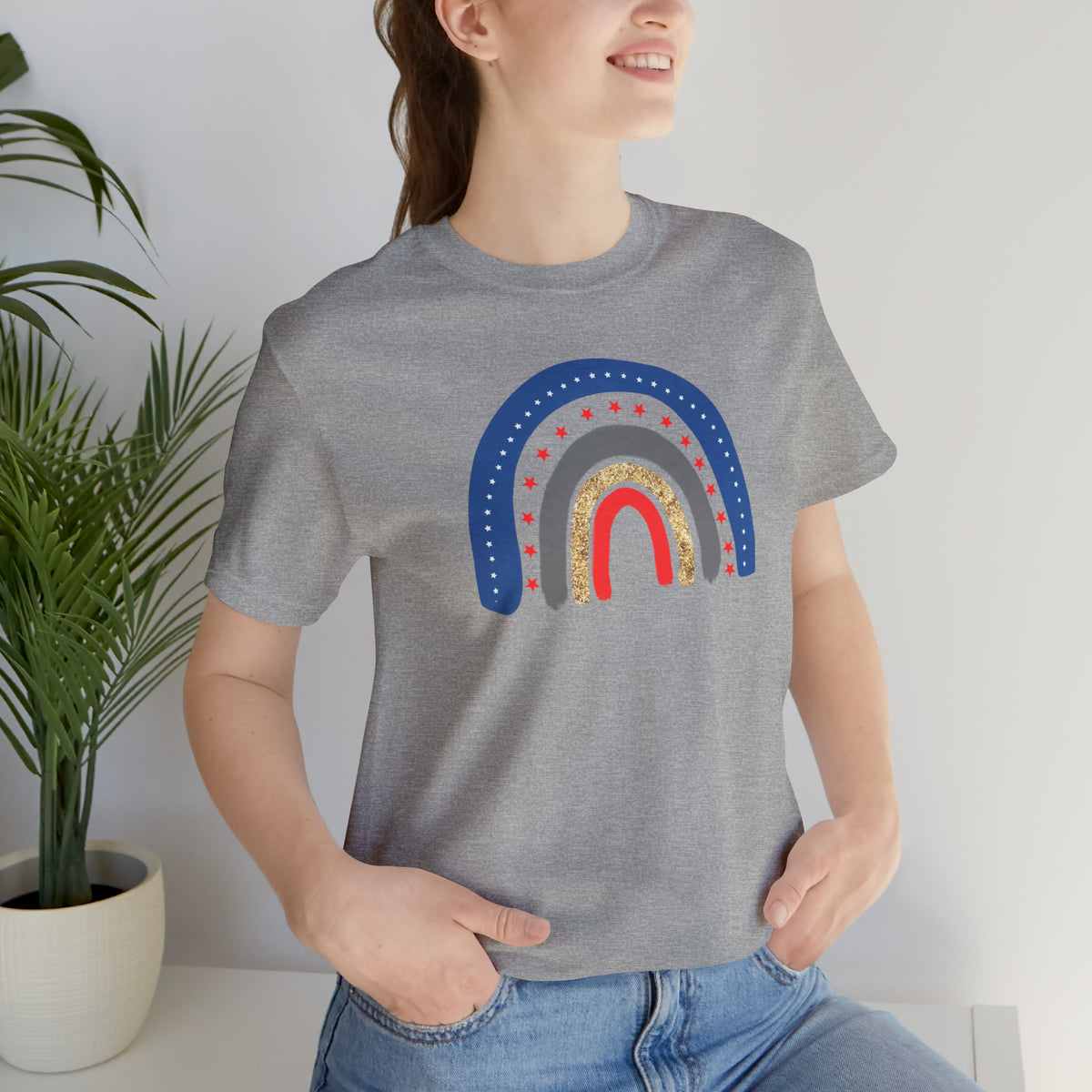 Patriotic Rainbow Unisex Jersey Short Sleeve Tee.