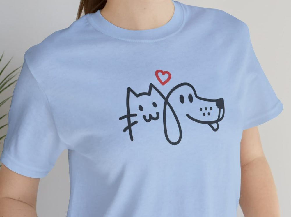 Cat Heart Dog Unisex Jersey Short Sleeve Tee.