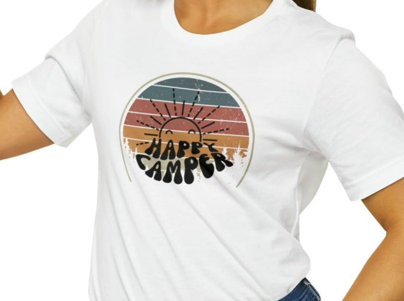 Happy Camper Sunset Unisex Jersey Short Sleeve Tee.