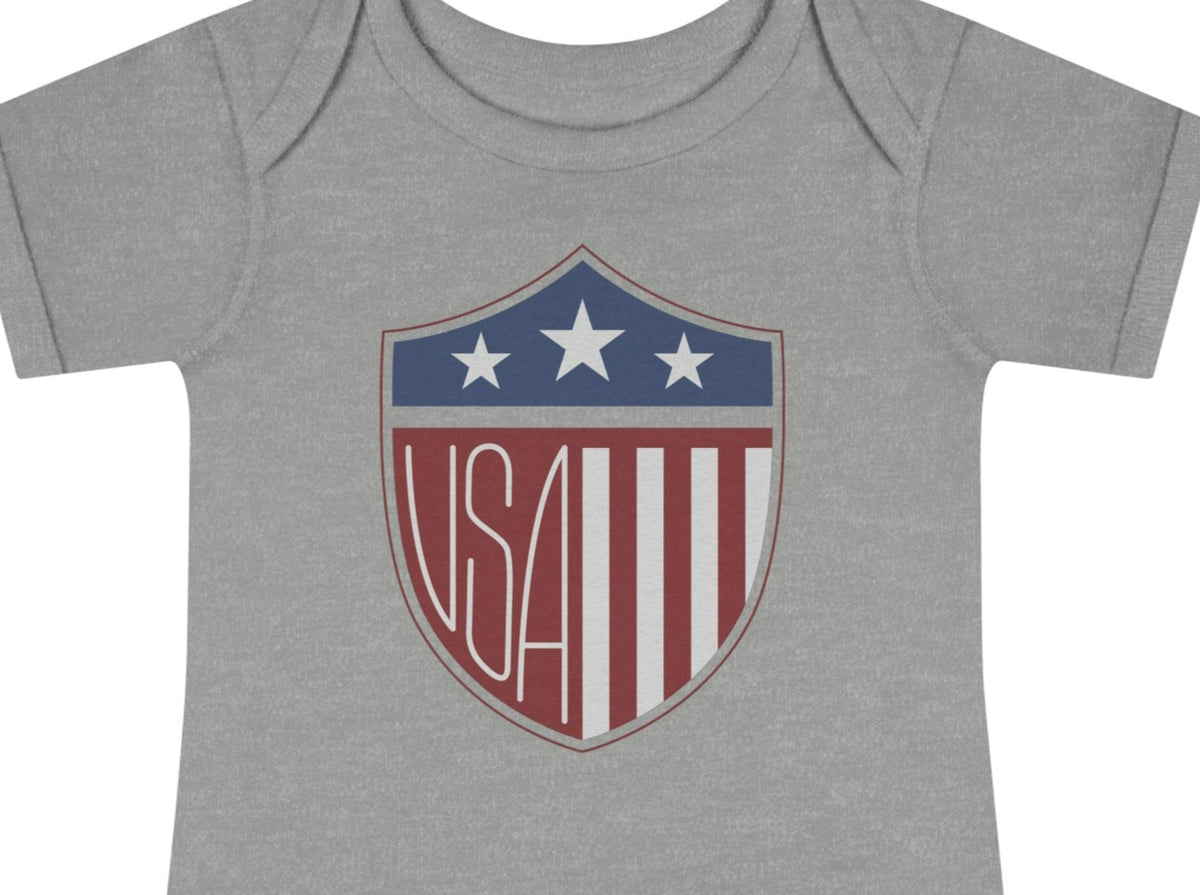 Patriotic Shield Infant Baby Rib Bodysuit.