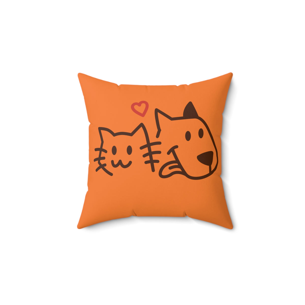 Happy Cat Heart Dog Spun Polyester Square Pillow.