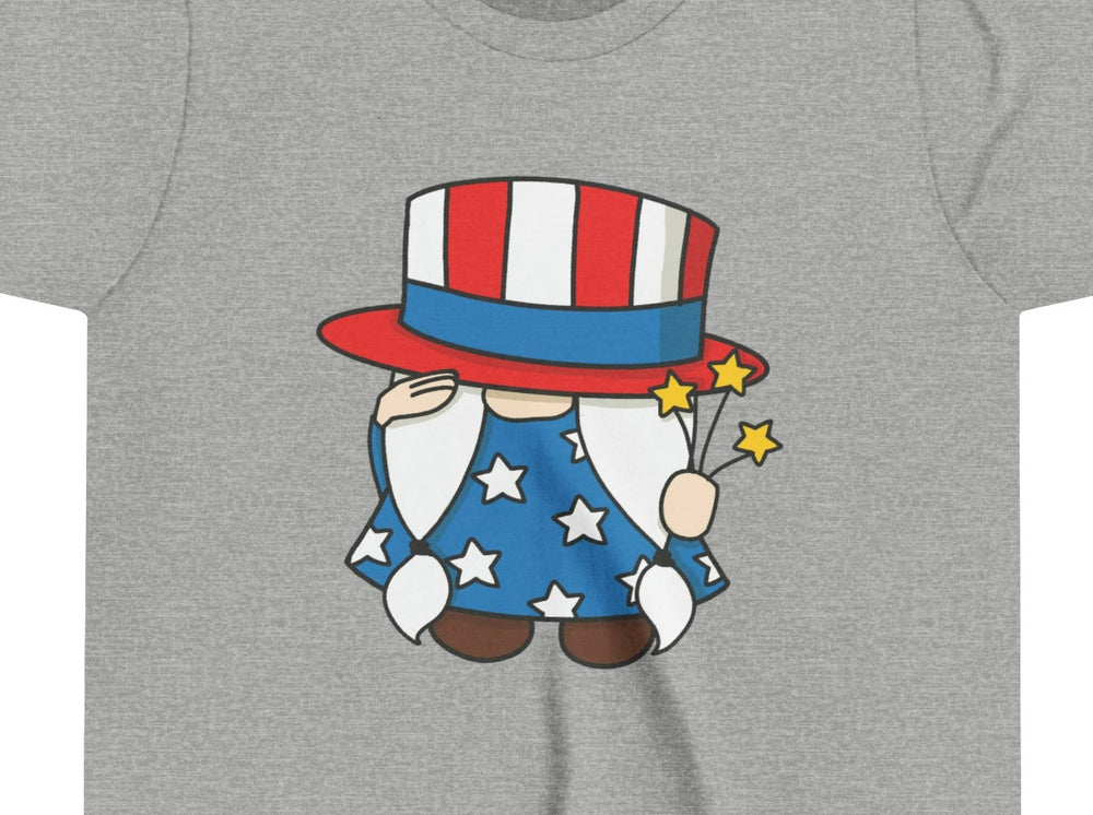 Patriotic Saluting Gnome Girl Youth Short Sleeve Tee.