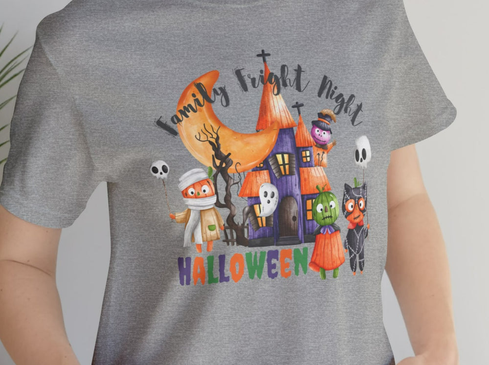 4 Person Family Fright Night Unisex Jersey Short Sleeve Tee.