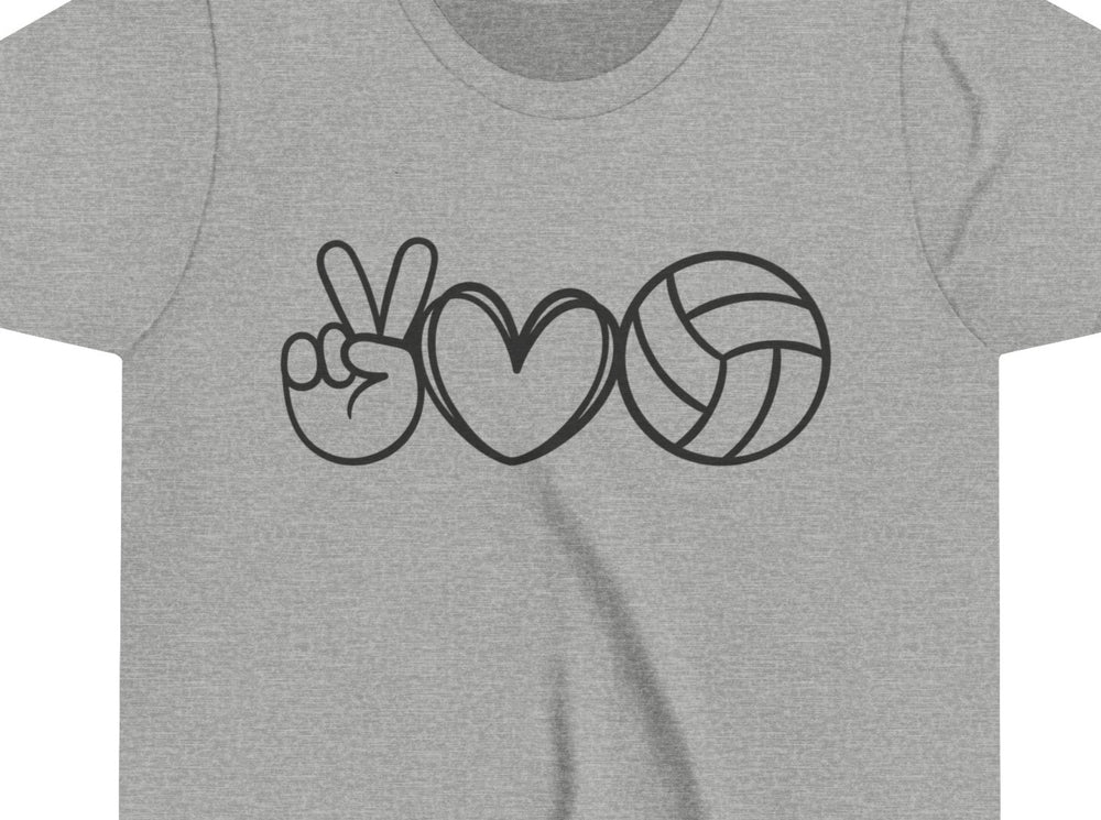 Peace Love Volleyball Youth Short Sleeve Tee.