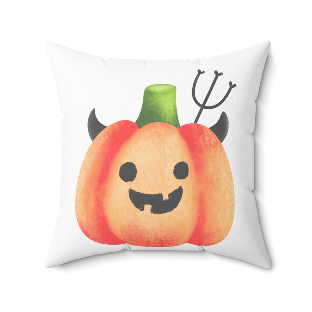 Devil Pumpkin Spun Polyester Square Pillow.