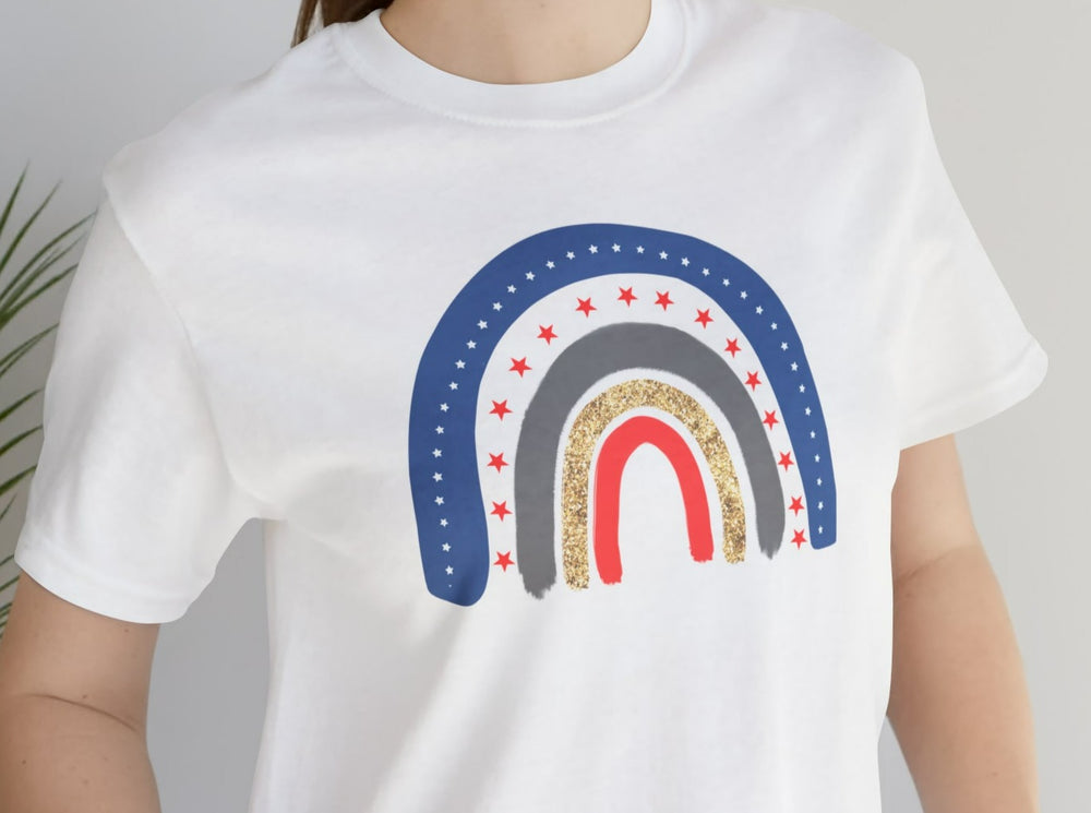 Patriotic Rainbow Unisex Jersey Short Sleeve Tee.