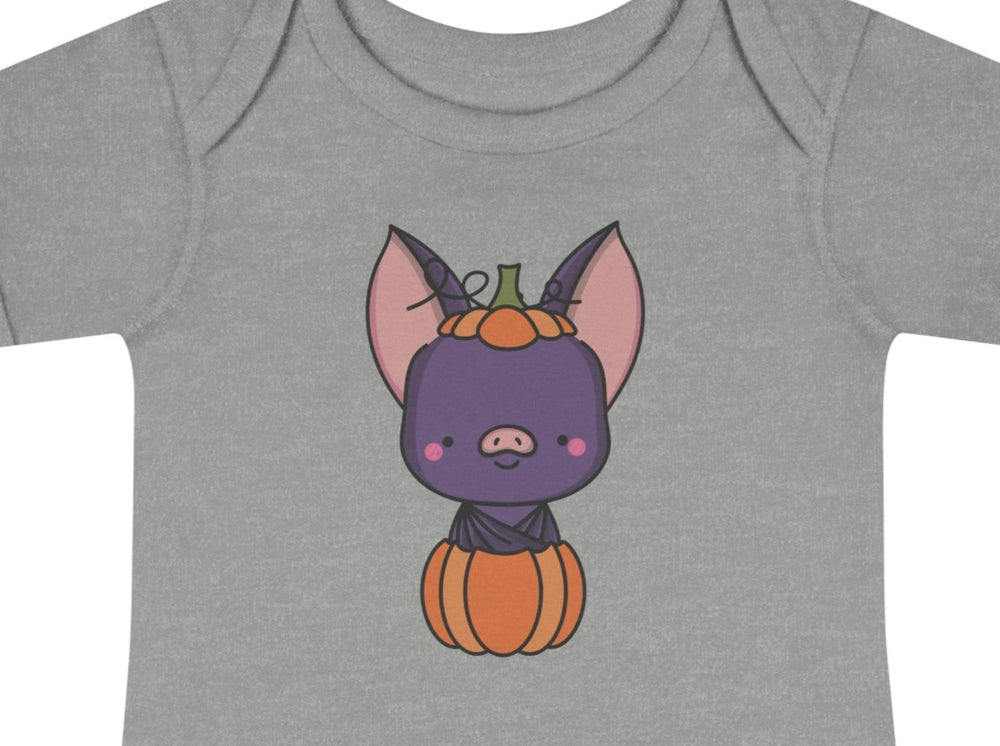 Halloween Bat in Pumpkin Infant Baby Rib Bodysuit.