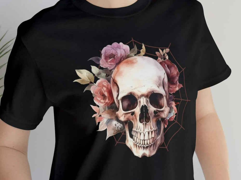 Skull Roses Web Unisex Jersey Short Sleeve Tee.