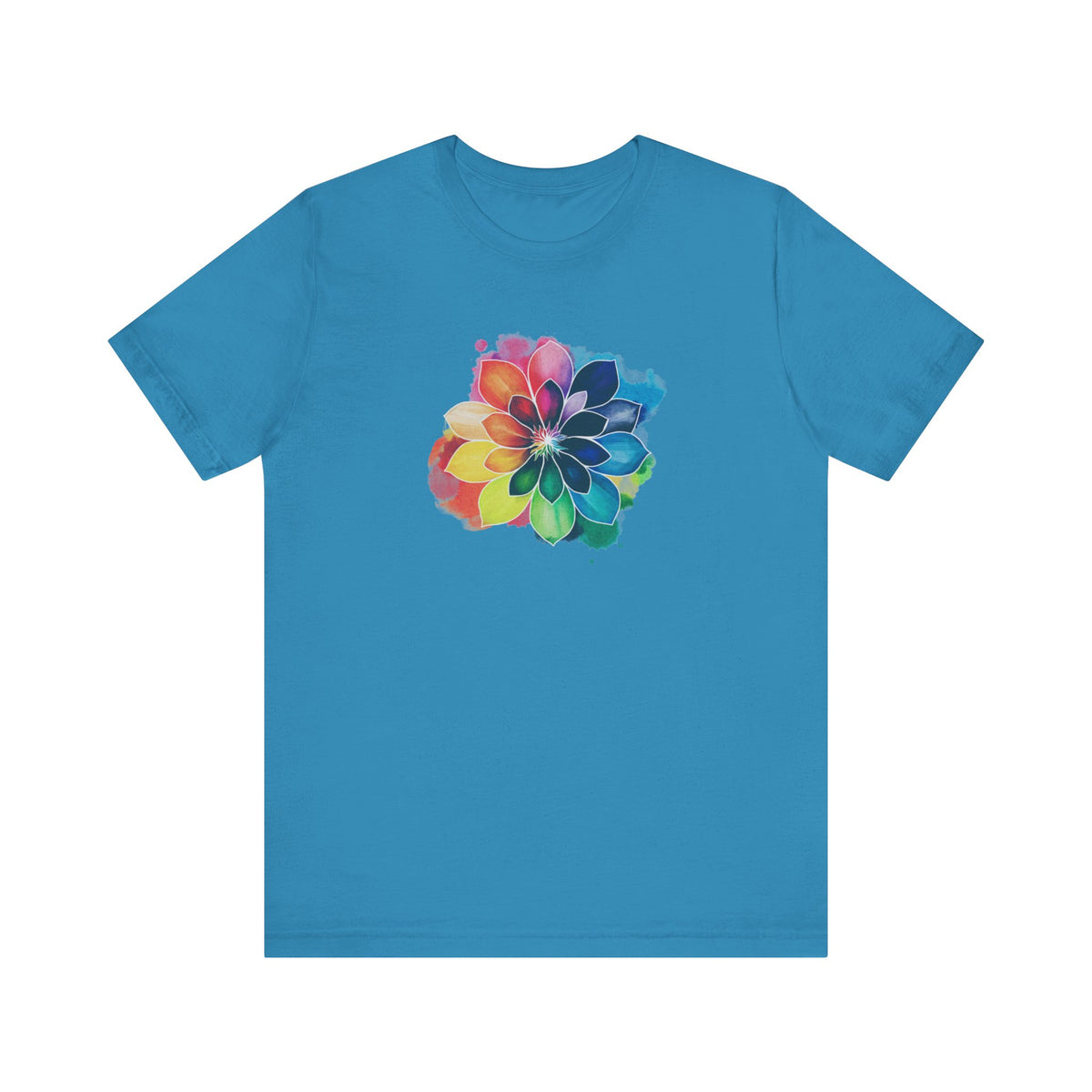 Watercolor Rainbow Flower Unisex Jersey Short Sleeve Tee