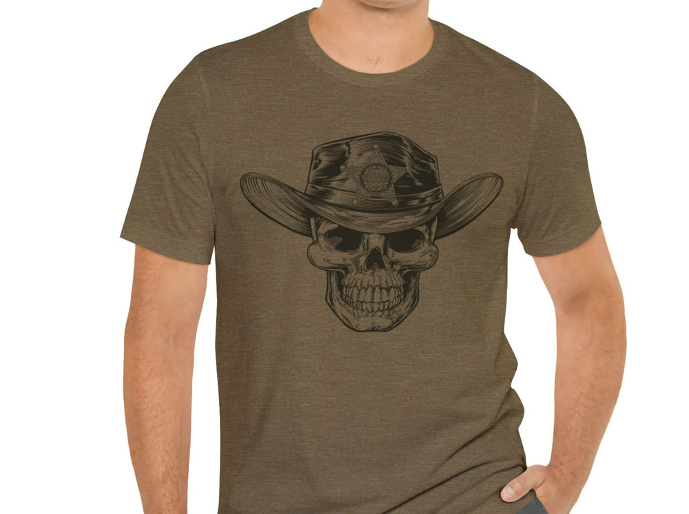 Cowboy Skull Sheriff Unisex Jersey Short Sleeve Tee.